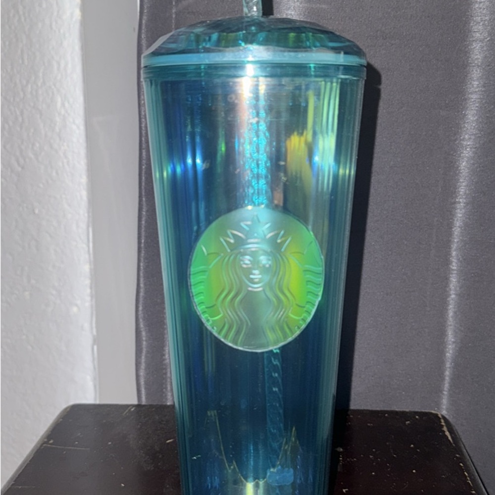 Starbucks Blue Accented Tumbler with Iridescent Finish